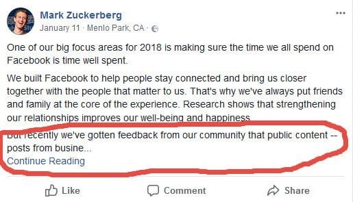 facebook zuckerberg announcing changes